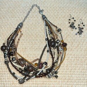 Chico’s multi strand beaded necklace and earrings